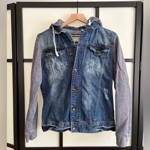 River Island Men’s Blue Denim Drawstring Hooded Jacket